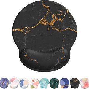 Mouse Pad Wrist Support, Ergonomic Gel Mouse Pad with Wrist Rest, Comfortable Computer Mouse Pad for Laptop, Pain Relief Mousepad with Non-Slip PU Base (Black Marble)