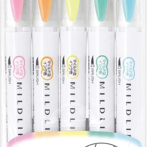 ZEBRA Highlighter Mildliner Brush Honnori fluorescence color 5 Colors Set, WFT8-5C
